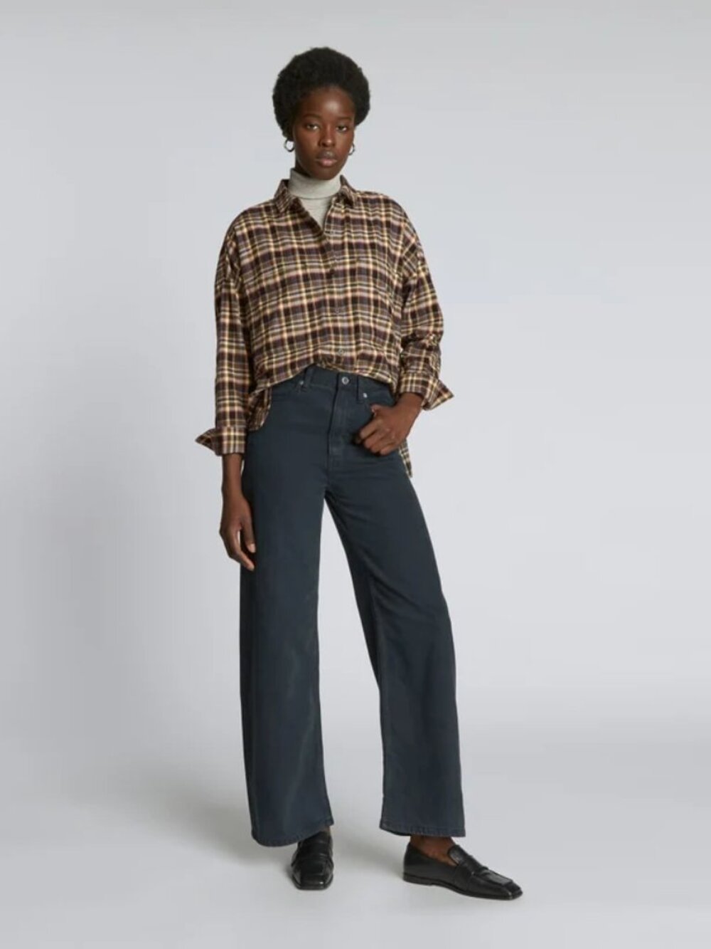 Everlane The Boxy Flannel Shirt Multi Plaid Cotton Button Down S NWT